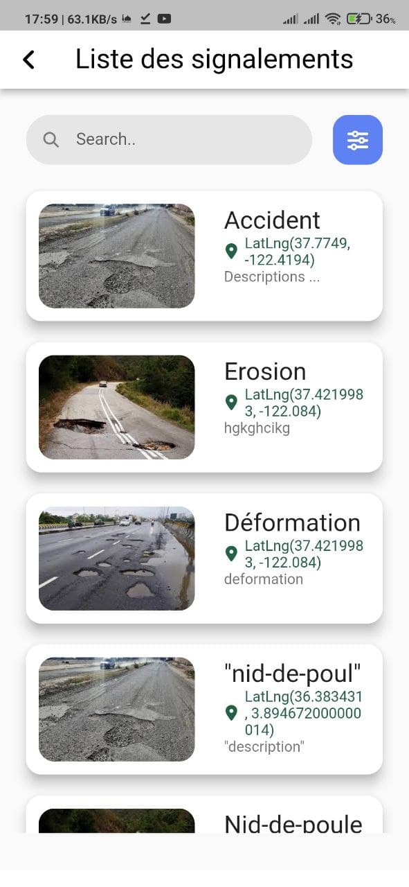 Spots listing (Mobile)