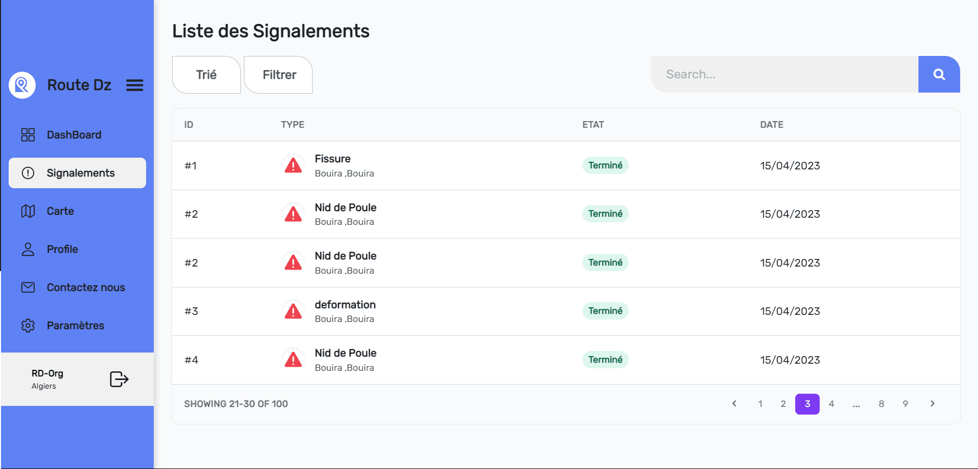 Spots Listing (Admin panel)